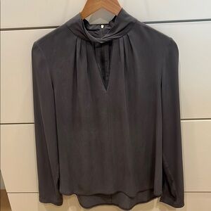 GO by GoSILK Gunmetal Grey 100% Silk Blouse